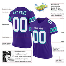Load image into Gallery viewer, Custom Purple White-Aqua Mesh Authentic Football Jersey