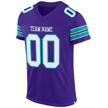 Load image into Gallery viewer, Custom Purple White-Aqua Mesh Authentic Football Jersey