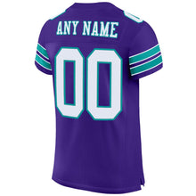 Load image into Gallery viewer, Custom Purple White-Aqua Mesh Authentic Football Jersey