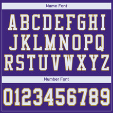 Load image into Gallery viewer, Custom Purple White-Old Gold Mesh Authentic Football Jersey