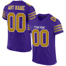 Load image into Gallery viewer, Custom Purple Old Gold-White Mesh Authentic Football Jersey