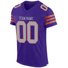 Load image into Gallery viewer, Custom Purple Gray-Orange Mesh Authentic Football Jersey