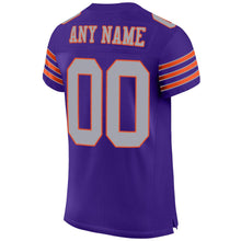 Load image into Gallery viewer, Custom Purple Gray-Orange Mesh Authentic Football Jersey
