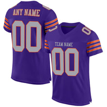 Load image into Gallery viewer, Custom Purple Gray-Orange Mesh Authentic Football Jersey