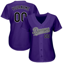 Load image into Gallery viewer, Custom Purple Black-Gray Authentic Baseball Jersey