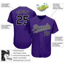 Load image into Gallery viewer, Custom Purple Black-Gray Authentic Baseball Jersey