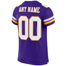 Load image into Gallery viewer, Custom Purple White-Gold Mesh Authentic Football Jersey