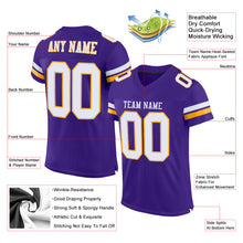 Load image into Gallery viewer, Custom Purple White-Gold Mesh Authentic Football Jersey