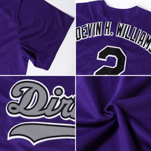 Load image into Gallery viewer, Custom Purple White-Gold Authentic Baseball Jersey