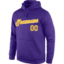 Load image into Gallery viewer, Custom Stitched Purple Gold-White Sports Pullover Sweatshirt Hoodie