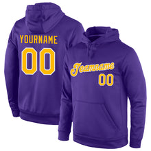 Load image into Gallery viewer, Custom Stitched Purple Gold-White Sports Pullover Sweatshirt Hoodie