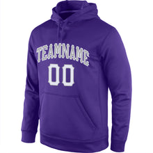 Load image into Gallery viewer, Custom Stitched Purple White-Gray Sports Pullover Sweatshirt Hoodie