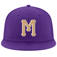 Load image into Gallery viewer, Custom Purple Old Gold-White Stitched Adjustable Snapback Hat