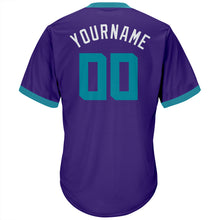 Load image into Gallery viewer, Custom Purple Teal-White Authentic Throwback Rib-Knit Baseball Jersey Shirt