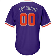 Load image into Gallery viewer, Custom Purple Orange-Gray Authentic Throwback Rib-Knit Baseball Jersey Shirt
