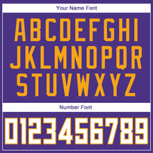 Load image into Gallery viewer, Custom Purple White-Gold Authentic Throwback Rib-Knit Baseball Jersey Shirt