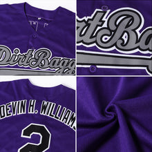 Load image into Gallery viewer, Custom Purple White-Old Gold Authentic Baseball Jersey