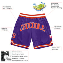 Load image into Gallery viewer, Custom Purple Orange-Gray Authentic Throwback Basketball Shorts