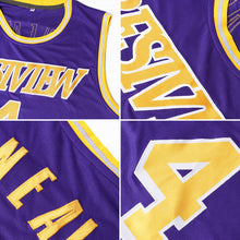 Load image into Gallery viewer, Custom Purple Orange-Gray Authentic Throwback Basketball Jersey