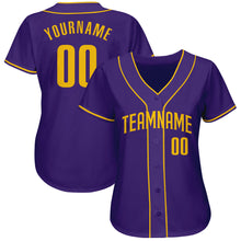 Load image into Gallery viewer, Custom Purple Gold Authentic Baseball Jersey