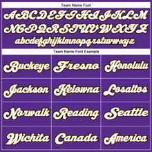 Load image into Gallery viewer, Custom Purple White-Old Gold Mesh Authentic Throwback Football Jersey