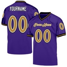 Load image into Gallery viewer, Custom Purple Old Gold-Black Mesh Authentic Throwback Football Jersey