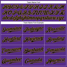 Load image into Gallery viewer, Custom Purple Black Pinstripe Black-Old Gold Authentic Baseball Jersey