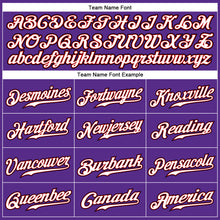 Load image into Gallery viewer, Custom Purple Black Pinstripe White-Red Authentic Baseball Jersey