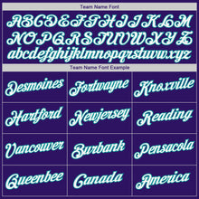 Load image into Gallery viewer, Custom Purple White-Teal Authentic Baseball Jersey