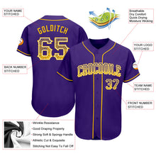 Load image into Gallery viewer, Custom Purple Gold-White Authentic Drift Fashion Baseball Jersey