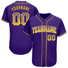 Load image into Gallery viewer, Custom Purple Gold-White Authentic Drift Fashion Baseball Jersey