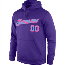 Load image into Gallery viewer, Custom Stitched Purple Light Blue-Pink Sports Pullover Sweatshirt Hoodie