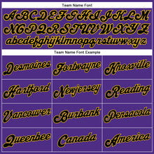 Load image into Gallery viewer, Custom Purple Black Pinstripe Black-Gold Authentic Basketball Jersey