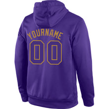 Load image into Gallery viewer, Custom Stitched Purple Purple-Old Gold Sports Pullover Sweatshirt Hoodie