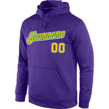 Load image into Gallery viewer, Custom Stitched Purple Gold-Kelly Green Sports Pullover Sweatshirt Hoodie