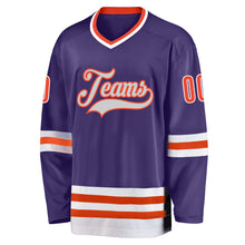 Load image into Gallery viewer, Custom Purple Orange-White Hockey Jersey