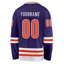 Load image into Gallery viewer, Custom Purple Orange-White Hockey Jersey