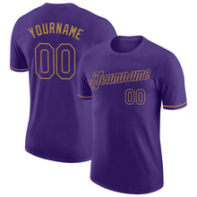 Load image into Gallery viewer, Custom Purple Purple-Old Gold Performance T-Shirt