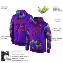 Load image into Gallery viewer, Custom Stitched Purple Purple-Orange 3D Pattern Design Sports Pullover Sweatshirt Hoodie