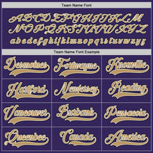 Load image into Gallery viewer, Custom Purple Old Gold-Black Hockey Jersey