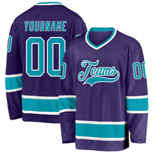 Load image into Gallery viewer, Custom Purple Teal-White Hockey Jersey