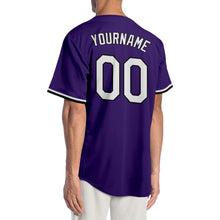 Load image into Gallery viewer, Custom Purple White-Black Authentic Baseball Jersey