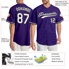 Load image into Gallery viewer, Custom Purple White-Black Authentic Baseball Jersey