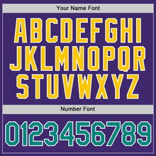 Load image into Gallery viewer, Custom Purple Aqua-Gold Authentic Baseball Jersey