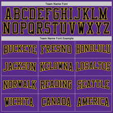 Load image into Gallery viewer, Custom Stitched Purple Black Pinstripe Black-Gold Sports Pullover Sweatshirt Hoodie