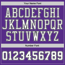 Load image into Gallery viewer, Custom Stitched Purple Black Pinstripe White-Gray Sports Pullover Sweatshirt Hoodie