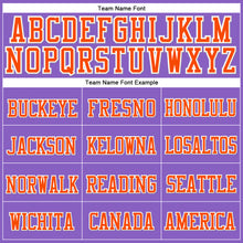 Load image into Gallery viewer, Custom Purple Orange-White Stitched Cuffed Knit Hat