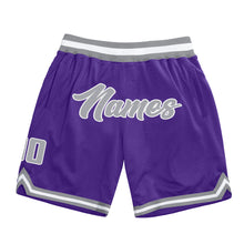 Load image into Gallery viewer, Custom Purple Gray-White Authentic Throwback Basketball Shorts