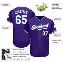 Load image into Gallery viewer, Custom Purple White-Light Blue Authentic Baseball Jersey