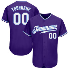 Load image into Gallery viewer, Custom Purple White-Light Blue Authentic Baseball Jersey